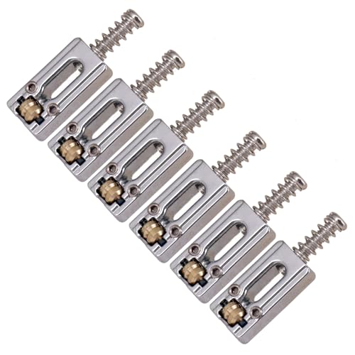 NUOYAQI 6 Pcs Electric Guitar Tremolo Bridge 6 String Guitar Bridge Roller Saddles Electric Guitar Replacement Parts, as the pic show, Silver