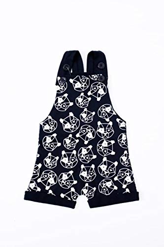 Jardineira Curta Panda Fox Preta Le Marques Infantil Unissex