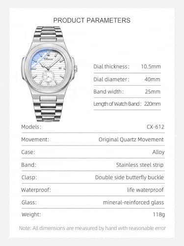 Image of Gosasa Fashion Men's Watches Date Business Watch Stainless Steel Luxury Style Luminous Quartz Waterproof Analog Display Male Wristwatch