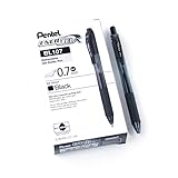Pentel EnerGel X Retractable Liquid Gel Rollerball Pen, Everyday Writing, Office Supplies, School Supplies, 0.7mm Medium Point, Black Ink, BL107-A, Box of 12
