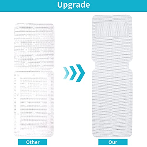 Full Body Bath Pillow for Bathtub, POLARPRA Bath Pillow for Tub with 30 Non-Slip Suction Cups, SPA Bath Pillows for Tub Neck and Back Support - 3D Air Mesh Soft Breathable Bath Pillow Quick Drying