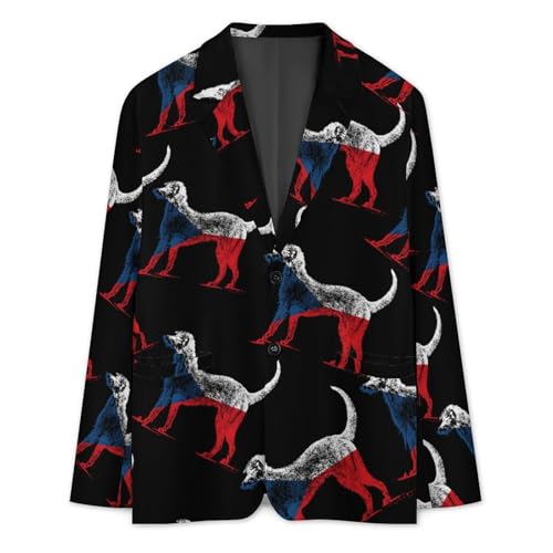 Czech Flag Wolfhound Dog Classic Suits Blazer for Men Business Tuxedo Jacket Sport Coat Two Buttons3
