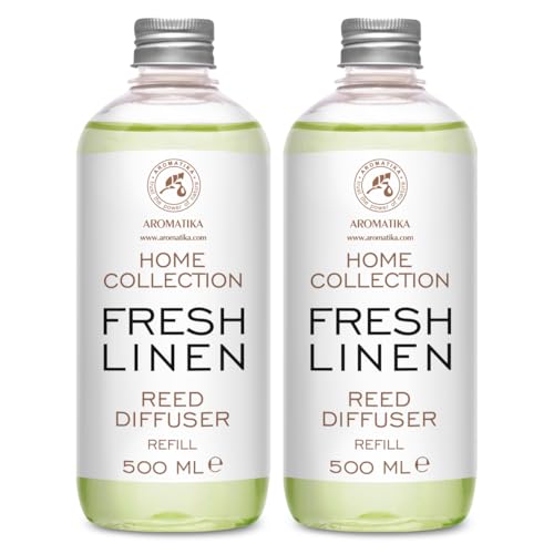Refill Reed Diffuser Fresh Linen - Set 2 ? 17 Fl Oz - Aroma Refill for Reed Diffuser - Long Lasting Home Fragrance - Air Freshener - Fresh Scent - Aromatherapy - Home Decor - Air Diffuser