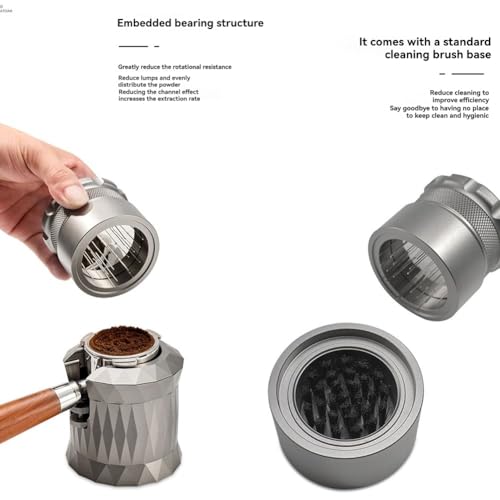 Distribuidor de café de 53 mm con aguja negra y nivelador ajustable 5