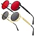 Produktbild Chritice 2 Stück Steampunk Brille Vintige Runde Sonnenbrille Herren Polarisiert Sunglasses Men Retro Sonnenbrille Damen Polarisiert Rund UV400 Schutz,Rot Und Grau Gläser