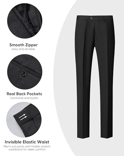 Mens Suit 3 Piece Tuxedo One Button Slim Fit Tuxedo Suit Set Blazer Jacket Vest Pants Set for Prom Business - Image 5