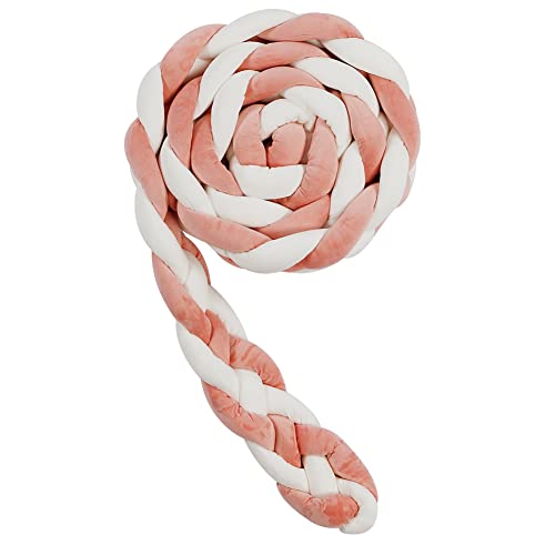 Sunyrisy Cushion Soft Knot Pillow, Handmade Braided Cushion Decor For Sofa Bedroom Playroom, Multi-Strand Weaving Plush Knotted Throw Pillows For Girls Boys Gift, 4 Strand (White-Pink, 126 Inches) #TOP14
