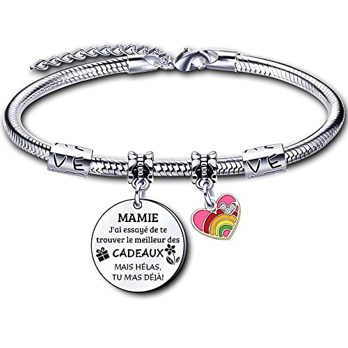 LUODAN Mamie Bracelet Cadeau,Bracelet de Mamie,Cadeau de fête des mères,Femmes au maison, cadeaux d'aniversario, cadeaux de Noël, Cadeaux de famille ille, L, Acero inoxidable
