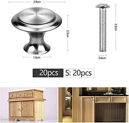 20 Pieces 30mm Cabinet Knobs, Round Mushroom Drawer Knobs Handles for Kitchen Cabinet Drawer Wardrobe Furniture