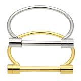 ALoveSoul 2 Pcs Screw Bracelet Stainless Steel Bar Cuff Bangle Set(Silver,Gold)