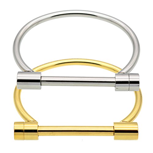 Alovesoul 2 Pcs Screw Bracelet Stainless Steel Bar Cuff Bangle Set(Silver,Gold) #TOP8