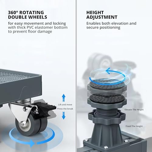 Image of Robustt Washing Machine Stand - Portable Universal Stand | 4 Wheel Brakes | Heavy-Duty | Perfect for Washing Machine and Refrigerator