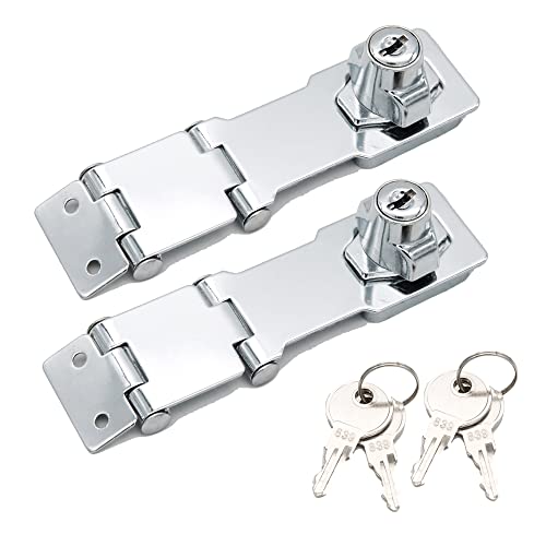 WANLIAN Heavy Duty Concealed Safety Hasp Lock, 2PCS Double Hinge Keyed, Flexible Link, Stainless Steel & Zinc Alloy, Indoor & Outdoor Use