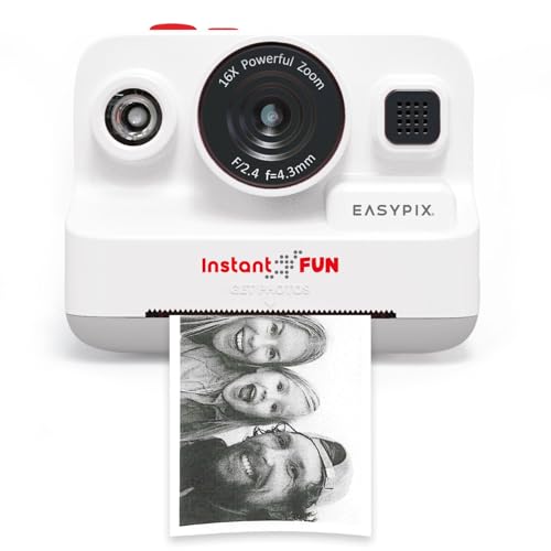 Easypix InstantFUN Sofortbildkamera, kreativer Fotospaß für Erwachsene und Kinder, Schwarz-Weiß-Thermodruck, BPA-freies Papier nachfüllbar, Ausdrucke...