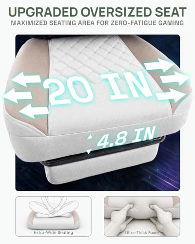 Image of Dowinx Gaming Chair Breathable Fabric Computer Chair with Pocket Spring Cushion, Comfortable Office Chair with Gel Pad and Storage Bag,Massage Game Chair with Footrest,Beige