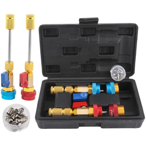 URPIZY Outil de retrait de noyau de valve pour systèmes AC R134a et R1234yf - Kit de clés de service avec poignée à baïonnette pour valves standard et JRA
