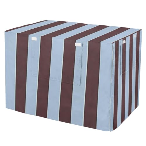 Housse de cage pour chien S-XL à rayures marron et bleu lavable