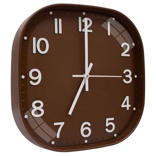 Image of TEKCOOL Plastic Analogue Wall Clock 12 inch Silent Quartz Decorative Wall Clock Non-Ticking Classic Clock Battery Operated Round Easy to Read for Room /Home /Kitchen /Bedroom /Office /School.Gold Brown-