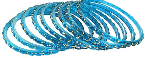 Image of JPS Plain and Glossy Finished Raindrop Glass Bangles Set for Women & Girls | Traditional Ethnic Chudi for Wedding, Party & Regular- Set of 12 Pcs of One Colour | Wedding Special