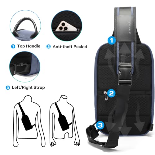 Image of BANGE Mens Sling Bag, Large Shoulder Bag for Men Waterproof, Crossbody Bag Men with Separated Pad Compartment