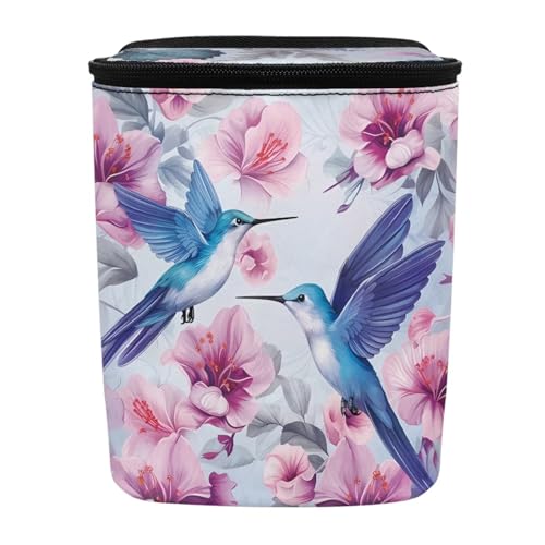 Image of Hanging Hummingbird Car Trash Can Bin with LidFloral Hummingbird Vehicle Garbage Can Leak Proof Hanging Car Rubbish Bags Automotive Organizer Accessory for Back Front Seat