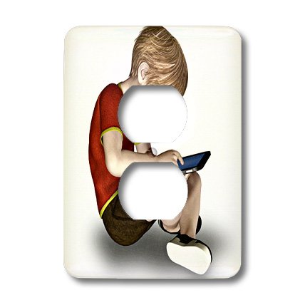 Garçon avec une tablette 2 Prise de courant double face anti-rayure