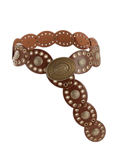 Floerns Women's Western Style Chunky Belt Wide Disco Belt Circle Y2k Belts