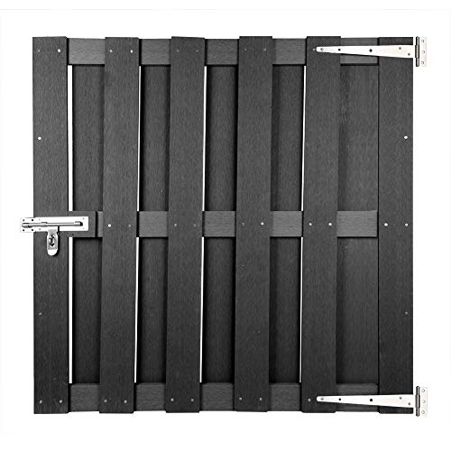 S SIENOC WPC 100x100cm Grau Gartentor WPC Grau Zauntor Zauntür Gartentür Hoftor Pforte