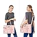 MOSISO Laptop Tote Bag Compatible with MacBook Air 15 inch M2 A2941/Pro 16 M3 M2 M1, 15-15.6 inch Notebook, Peony PU Leather Travel Work Briefcase with Detachable Bowknot & Small Purse, Pink