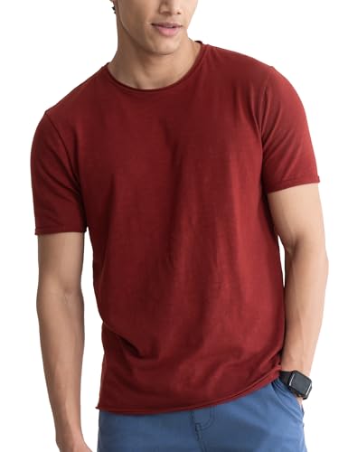 DAMENSCH Men’s Slim Fit Cotton-Elastane Blend Half Sleeve Casual ...
