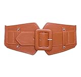TeeYee Women Leather Dress Belt Stretchy Cinch Wide Waist Band Elastic Belt with Buckle for Ladies Jeans Pants Decoration