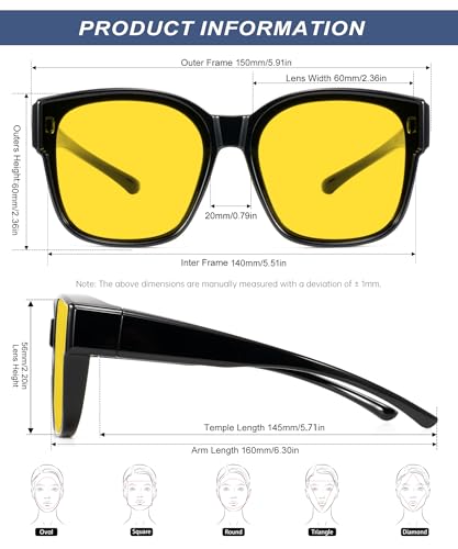 KALIYADI Night-Vision Glasses-for-Men Night-Driving-Glasses Fit-Over-Glasses : Mens Anti Glare Glasses Night Driving HD Lens4