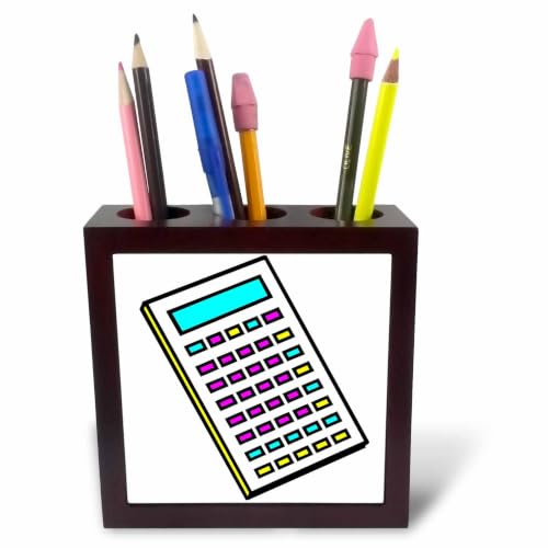 3dRose CMYK Calculator Math Geek Retro Graphic Cartoon 5 inch tile pen holder