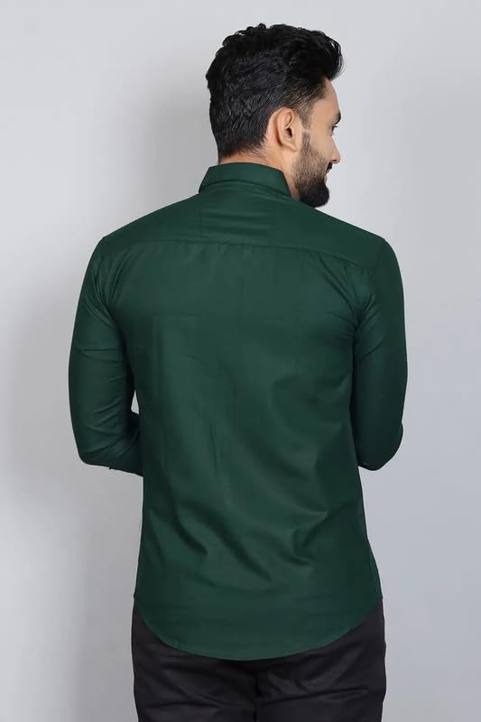 Image of DEELMO Men Solid Slim Fit Casual Overshirt Style Shirt | Full Sleeve Button-Down Layering Shirt Smart Casual Look