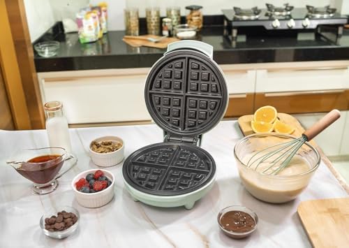 Image of Mini Waffle Maker Machine 3-in-1 | 4 Inch Compact Waffle Iron | 350W Non-Stick Sandwich, Pancake & Dessert Maker | Easy to Clean Kitchen Appliance | Perfect for Breakfast & Snacks