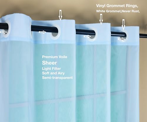 Image of Today's Curtain, Emelia Grommet Sheer Panel 84 inch Sky Blue, 59 inch W x 84 inch L