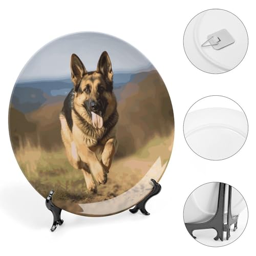 Plato decorativo Running German Shepherd 6 pulgadas miniatura 4