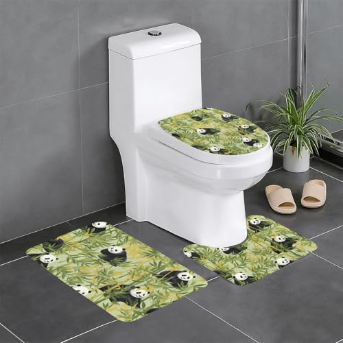 Tapis de bain antidérapant panda bambou rectangulaire ovale