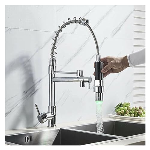 Grifo de fregadero monomando con muelle flexible y doble salida cromada 4
