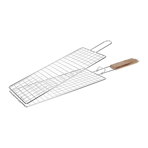 RUECAB - Grilles de Cuisson Barbecue et fumoir - Grille de Barbecue Double Extensible,Grille Barbecue Double à Poisson, Grille BBQ Poisson - Matière : Acier...