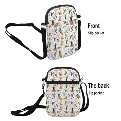 G2TUP Humming bird Design Gift Botanical Humming bird Crossbody Bag Bird Nerd Travel Bag Hummin bird Lover Gift2