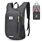 SKYSPER 10L Mochila Plegable Ultraligera Mochila d...: La mochila está fabricada en poliéster muselina 600D, esta mochila de viaje superligera pesa sólo 300 g pero ofrece una capacidad de 10 litros, ideal para guardar sus pequeños objetos esenciales, ideal para viajar en libertad. Ahorra espacio: El tama...