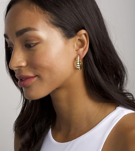 Gold Hoop Earrings Set for Women, 18 Pairs Hypoallergenic Statement Open Pearl Hoops Earring for Multipack, Gold Chunky Hoop Earrings for Women Trendy Jewelry2