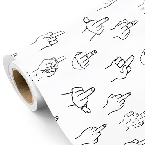 WRAPAHOLIC Adult Wrapping Paper Roll - Mini Roll - 17 Inch x 16.5 Feet - Finger Gesture Rude Birthday Gift Wrap Funny Wrapping Paper for Best Friend Birthday Bachelor or Bachelorette party