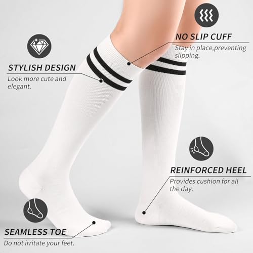 FGZ Girls Unisex Knee High Socks Seamless Cotton School Uniform Dress Socks,3 Pairs2