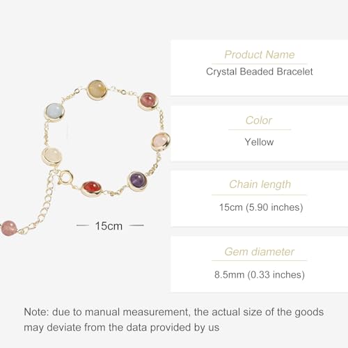 Bright 14K Gold Crystal Beaded Bracelet, Sparkling Round Cut Bracelet with Colorful Gemstone Beads, Best Gift Choice for Birthdays, and Special Celebrations2