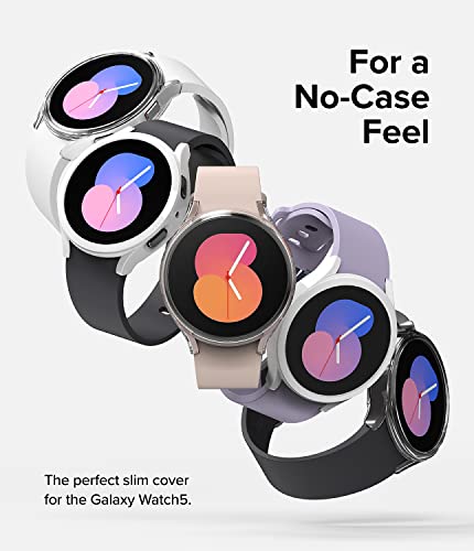 Image of Ringke Slim Case [2 Pack] Compatible with Samsung Galaxy Watch 5 40mm, Watch5 Bezel [Frame Only] Premium PC Hard Thin Cover - Clear & White
