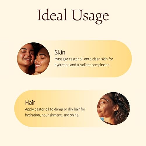Image of Khadi Natural Castor Oil Cold Pressed for Hair and Skin Care | Pure Castor Oil for Scalp Massage, Eyebrows and Eyelashes 400ml.