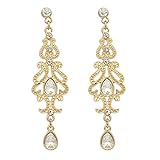 Gold Earrings Q&Q Fashion Art Deco 20s 30s Flapper Gatsby Austria Crystal Bridal Silver Dangle Earrings