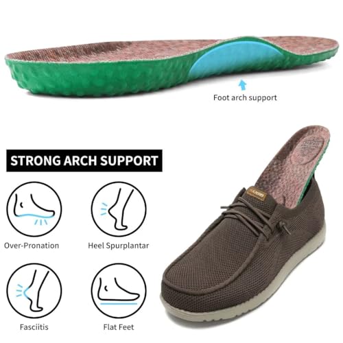 Image of 1TAZERO Men's Extra Wide Slip-On Shoes Loafers Orthopedic Diabetic Shoes for Swollen Feet Comfortable Walking with Arch Support for Plantar Fasciitis, Khaki, 13 Wide